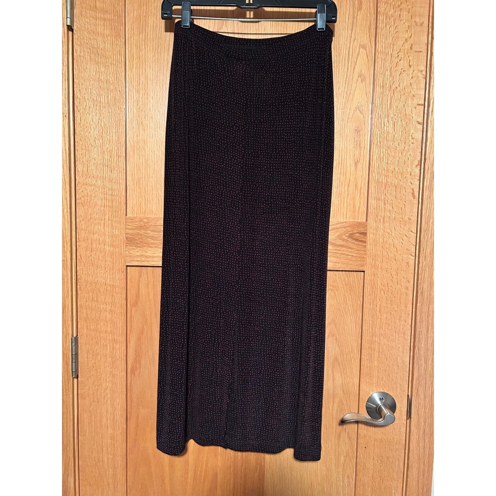 Vintage Y2K Linden Hill Womens Black Red Micro Dot Maxi Skirt Size Small Stretch - Picture 4 of 8